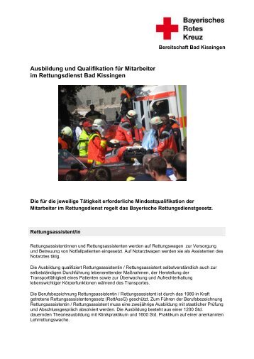 Ausbildung und Qualifikation für Mitarbeiter im Rettungsdienst Bad Kissingen