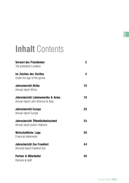 Inhalt Contents - Frankfurt Zoological Society