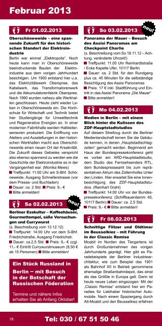 Programm Nr. 10 Herbst & Winter 2012 / 2013 Tel ... - OnTour-Berlin