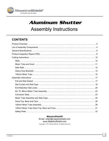 Aluminum Roll Down Shutter Assembly Manual - Maestroshield