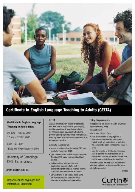 Certificate in English Language Teaching to Adults (CELTA)