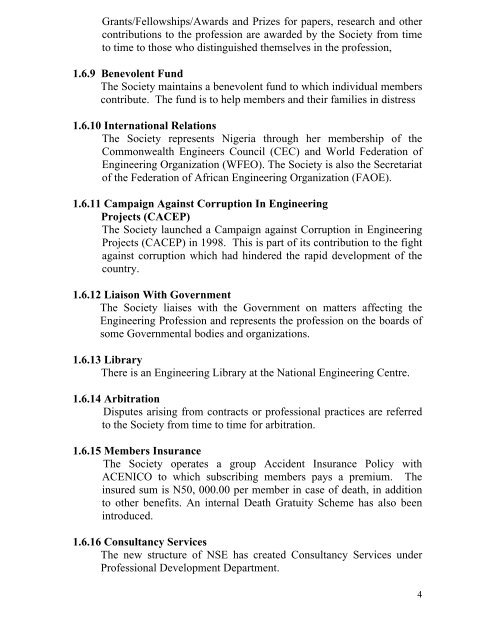 chapter one brief history of the nigerian society of engineers 1.0 ...