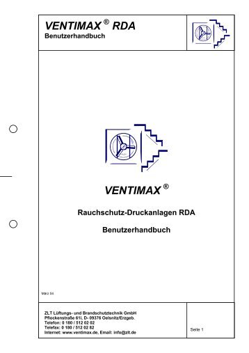 VENTIMAX ® RDA Benutzerhandbuch - ZLT Lüftungs