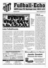 Fußball Echo Dezember 2010 lesen - FC Springe von 1911