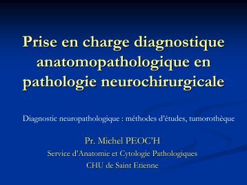 Prise en charge diagnostique anatomopathologique en pathologie neurochirurgicale