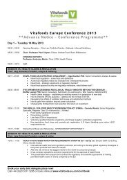 Vitafoods Europe Conference 2013 **Advance Notice – Conference Programme**
