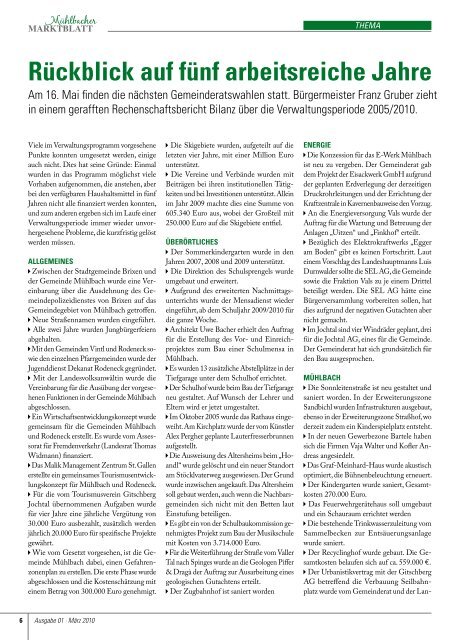 Mühlbacher Marktblatt 01/2010 (2,12 MB)