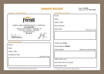 GARANTİ BELGESİ