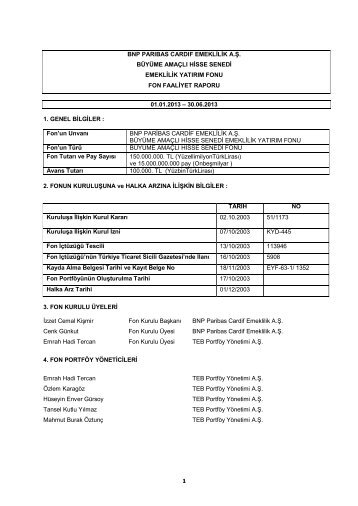 6 AylÄ±k Rapor - BNP Paribas Cardif Emeklilik