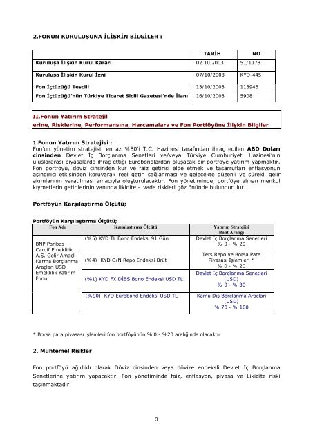 Ä°LK HALKA ARZ Ä°ZAHNAME ÃRNEÄÄ° - BNP Paribas Cardif Emeklilik