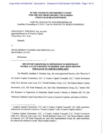 Case 9:09-cv-81226-WJZ Document 5 Entered on FLSD Docket 10/27/2009 Page 1 of 13