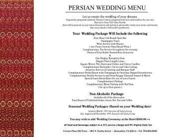 PERSIAN WEDDING MENU