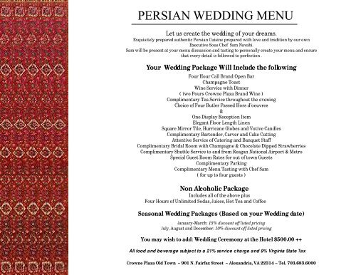 Persian Wedding Menu