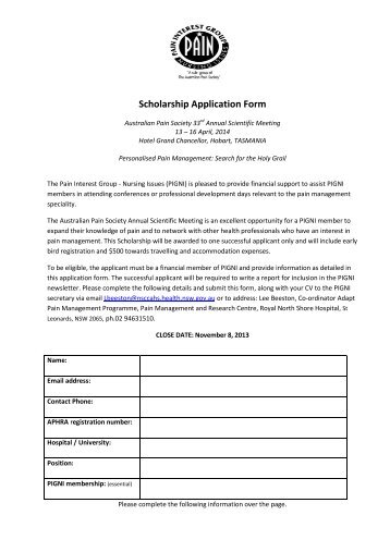 Scholarship Application Form - DC Conferences
