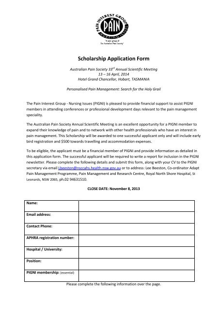 Scholarship Application Form - DC Conferences