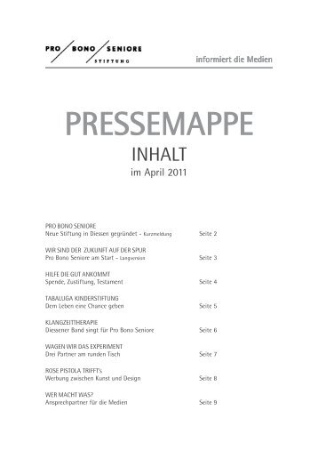 pressemappe eins.qxp - PRO BONO SENIORE