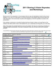 2011 Sharing A Vision Keynotes and Workshops