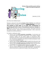 The purpose of this letter is to invite your ... - Sharing A Vision