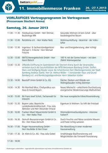 11. Immobilienmesse Franken 26. -27.1.2013
