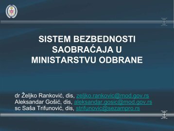 SISTEM BEZBEDNOSTI SAOBRAĆAJA U MINISTARSTVU ODBRANE