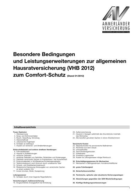 Hausrat Comfort Qxd Ammerlander Versicherung
