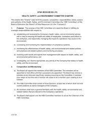 Health, Safety and Environment Committee Charter