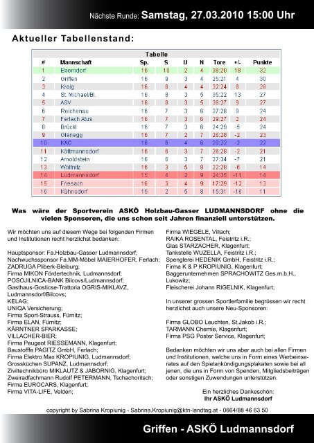 ASKÖ Ludmannsdorf Information - Sportverein Ludmannsdorf