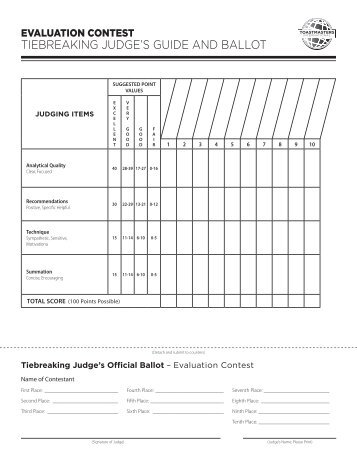 Tiebreaking Judge’s Guide and Ballot