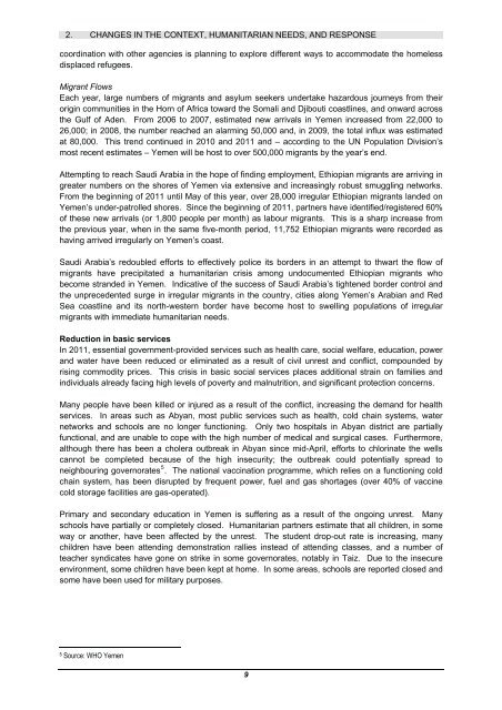 Yemen 2011 Mid-Year Review - UN OCHA Webmail