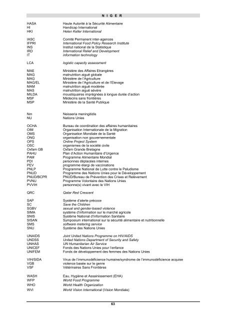 TABLE DES MATIERES