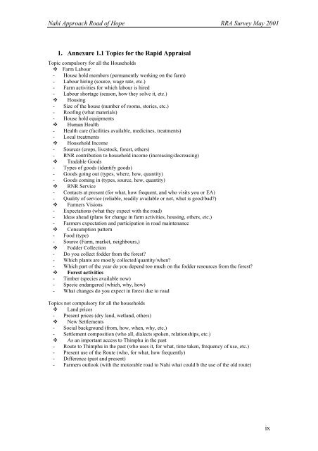 GTZ Project Document No. 51 Report on Nahi Baseline Survey