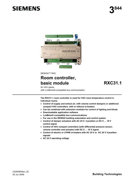 RXC31.1 Room controller Basic module