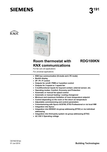 RDG100KN Room thermostat with KNX communications