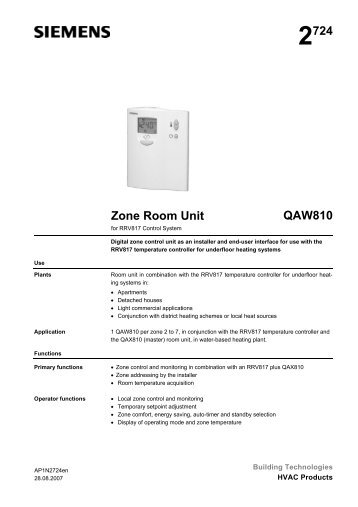 2724 Zone Room Unit QAW810