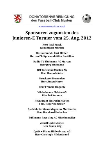 Sponsoren - Donatoren FC Murten