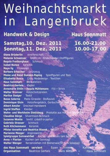 Samstag,10. Dez. 2011 16.00-21.00 Sonntag,11. Dez ... - Werkstatt7