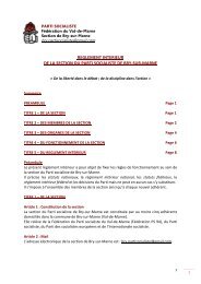 REGLEMENT INTERIEUR DE LA SECTION DU PARTI SOCIALISTE DE BRY‐SUR‐MARNE