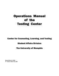 Operations Manual of the Testing Center