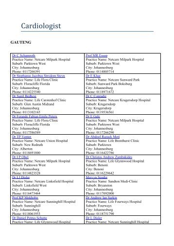 Download Cardiologist Contact info