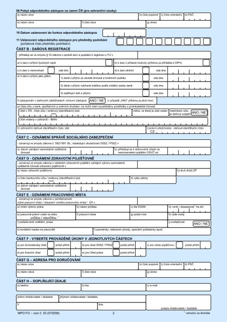 JEDNOTNÝ REGISTRAČNÍ FORMULÁŘ