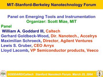 William A. Goddard - MIT Â· Stanford Â· Berkeley Nanotechnology Forum