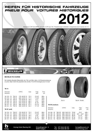 reifen für historische fahrzeuge pneus pour voitures ... - Horag