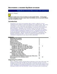 SQLBASE CRASH RECOVERY TECHNIQUES