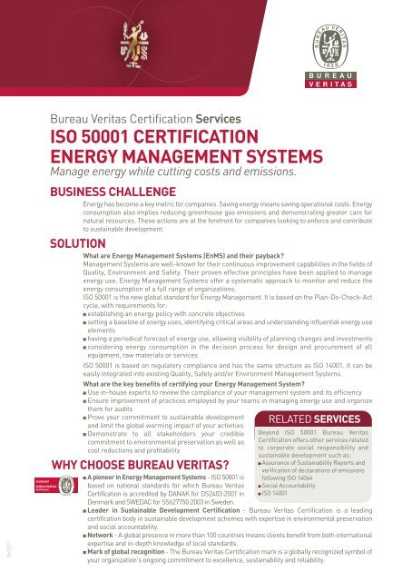 ISO 50001 CERTIFICATION ENERGY MANAGEMENT SYSTEMS