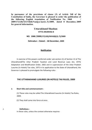 Uttarakhand Shashan - Commercial Tax Department, Government ...