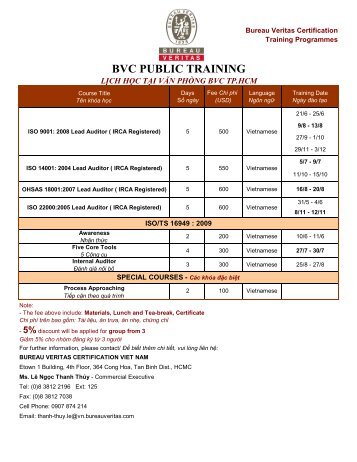 TRAINING CALENDAR 2010 - R4 - Bureau Veritas