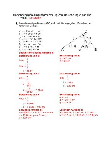 Berechnungen im rechtwinkligen Dreieck