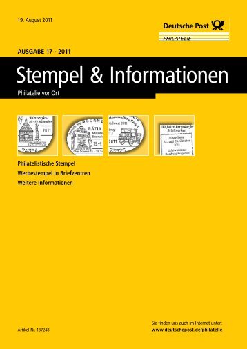 Ausgabe 17 - 2011 | 19. August 2011 - Deutsche Post - Philatelie