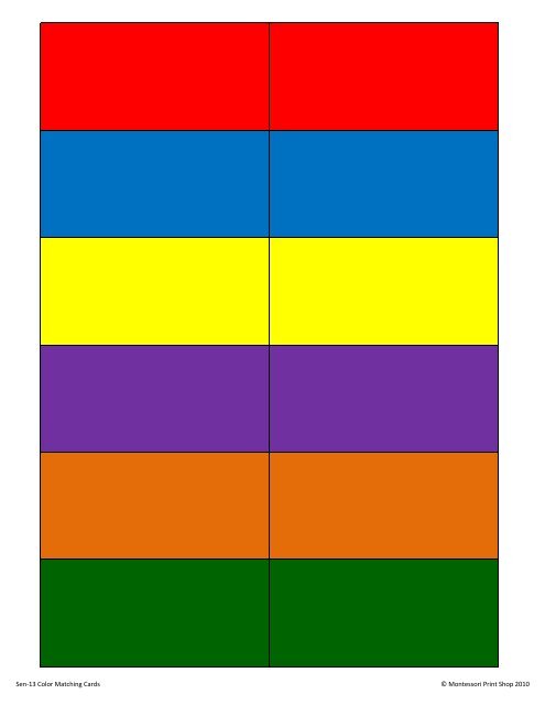 Sen-13 Color Matching Cards © Montessori Print Shop 2010