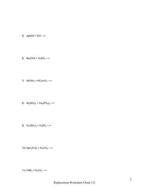 DOUBLE REPLACEMENT PRACTICE REACTIONS example